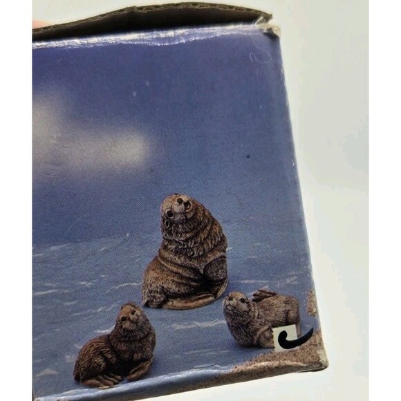 Vintage Animal Family Seal Family Figurine Set Of 3 Miniature Cute Seals Decor - Picture 14 of 16